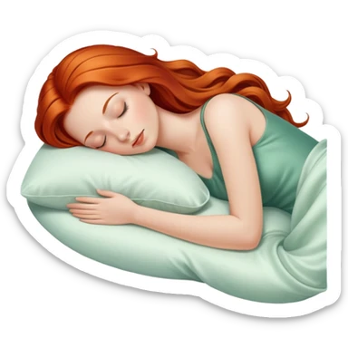 Sleeping beauty redhead white girl with a silk pillow sticker
