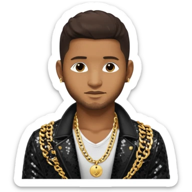 Usher with dark brown hair, black sequin jacket, shirtless with necklace  sticker