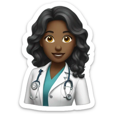 Pretty black female doctor with long wavy hair sticker