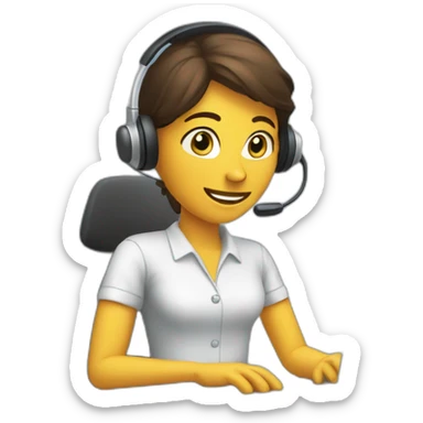 one customer service agent wearing a headset typing on keyboard sticker