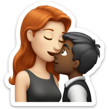 Redhead Girl Kissing silver/black haired man  sticker