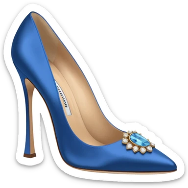manolo blahink heels 90's satin pump with jewellry at front blue sticker