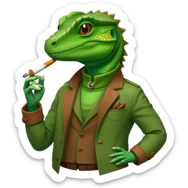 Lizard in a jacket smoking a joint sticker