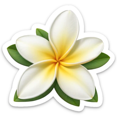 white plumeria flower with soft yellow center, smooth petals, tropical elegant look, gentle lighting, ultra realistic 3D render, isolated on transparent background
 sticker