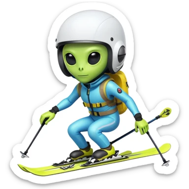 Skiing alien sticker