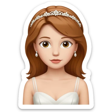 White tanned skin bride with hazel hair with a chin on her face sticker