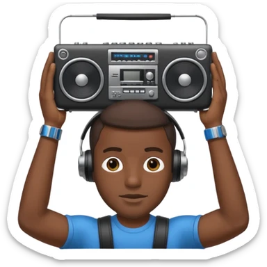 Black guy-holding-boombox-above his head sticker