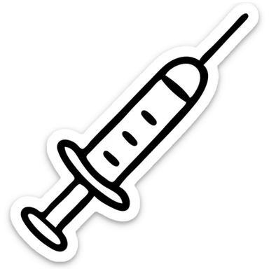 A medical syringe with needle, simple and recognizable icon for healthcare sticker