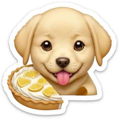 Perro labrador con la lengua fuera y ojos chinitos, cachorro y adorable comiendo, pay de, limón sticker
