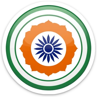 Indian flag with saffron, white, and green horizontal stripes and blue Ashoka Chakra wheel in the center sticker