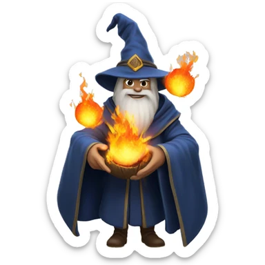 Wizard holding fire balls  sticker