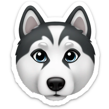 husky made with black and white hearts as color sticker