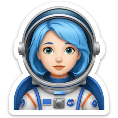 Female astronaut with long blue hair sticker