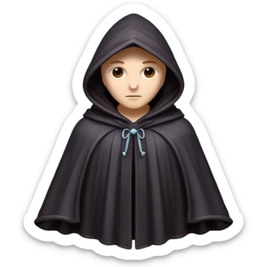 hooded cloak object icon, dark fabric cloak with deep hood, fantasy style, soft folds, 3D cartoon, mobile game icon style, centered, clean background, soft shadow, no text, no watermark
 
 sticker
