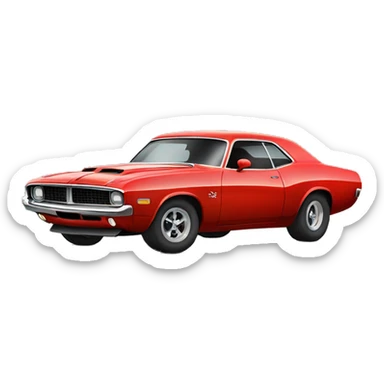 red vintage muscle car, side view sticker
