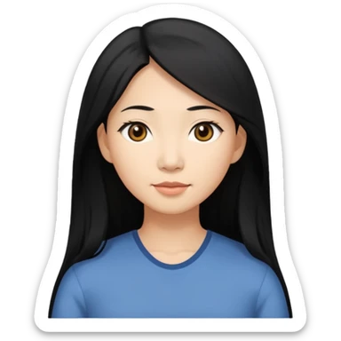 asian mom with long black hair and big brown eyes emoji sticker