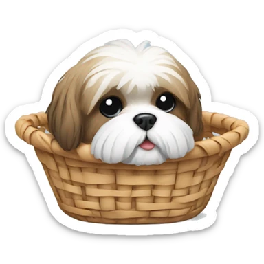 Shi tzu in a basket  sticker