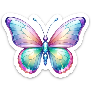 Pastel sparkly glittery iridescent rainbow glass crystal butterfly sticker