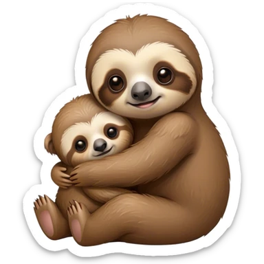 Baby sloth hugging a teddy bear sticker