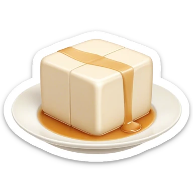 Cinematic Realistic Silken Tofu Dish Emoji, depicted as soft, smooth tofu in a delicate sauce rendered with lifelike detail and gentle, natural lighting. sticker