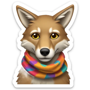 coyote with scarf sticker