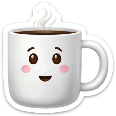 White ceramic coffee mug filled with hot coffee, no face or emoji sticker