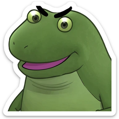 Make a dinosaur that looks like Barney, but it is green sticker