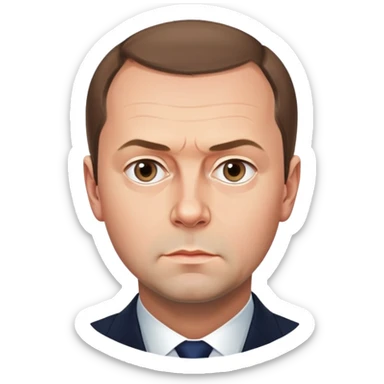 Dmitry Medvedev, round face, polished and smooth, realistic facial features, serious expression sticker