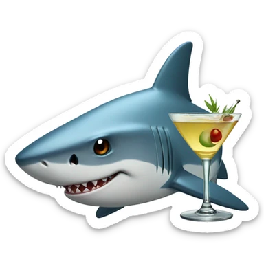 a shark with a martini sticker