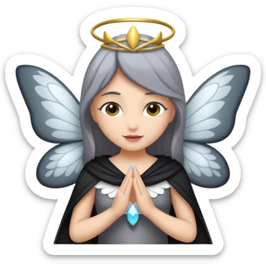 Gata gris oscura con blanco con dizfraz de hada sticker