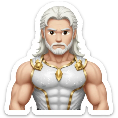 Jupiter, God of Thunder from Gods and Goddesses with long white hair, white sequin outfit sticker