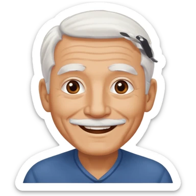 Illustrated emoji of an old man, white hair, no beard, no mustache, dark eyes, tanned skin  sticker
