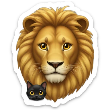 Lion and small black cat both pleading eyes sticker