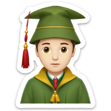 Vytvoř mi vodníka se zeleným sakem a zeleným kloboukem s cervenyma a zlutyma trasnickama sticker