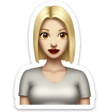 a tall and slender hellborn demon known for her blonde hair, rosey red cheeks, red lips, and sharp sense of style.  sticker