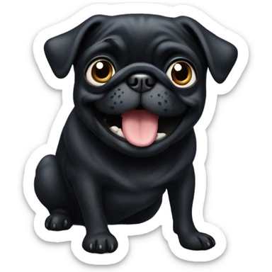 Black pug slapping  sticker