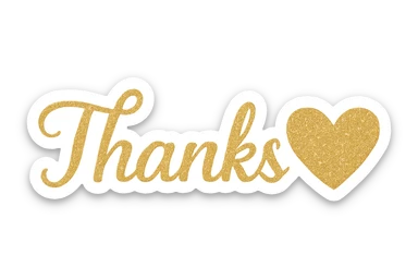  glitter thanks heart, remove background sticker