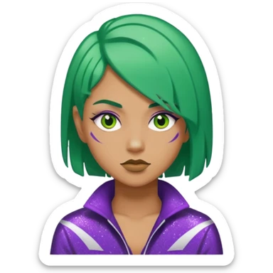 Glitter Purple and White Joker Gangster Green Hair sticker