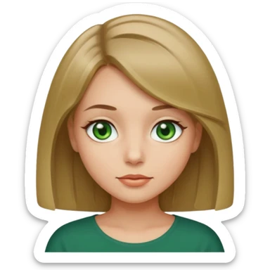 fille avec un carre long et blond fonce aux yeux verts  sticker