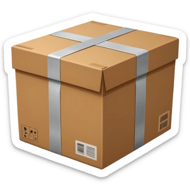 closed cardboard box with tape sticker