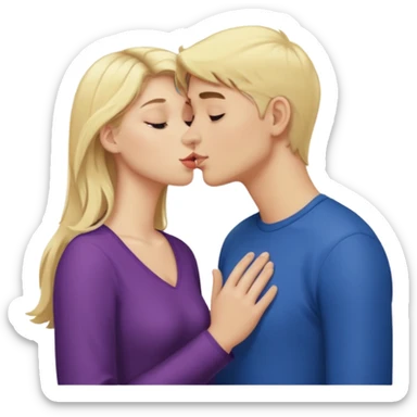 a blonde girl kissing blond europeen boy sticker