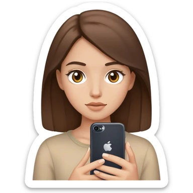 pale brunette girl on her iphone sticker