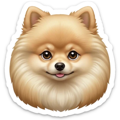 Cinematic Noble Cream Pomeranian Portrait Emoji, Poised and regal, with a compact, fluffy build and a pristine, well-groomed cream Fur, deep-set soulful dark eyes, Simplified yet sharp and sophisticated features, highly detailed, glowing with a soft, dignified glow, high shine, intelligent and spirited, stylized with an air of elegance, focused and attentive, soft glowing outline, capturing the essence of a watchful and confident companion, so majestic it feels as though it could prance out of the screen with effortless authority! sticker