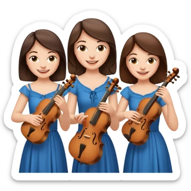 Create an imagine of three brunette women playing string instruments sticker