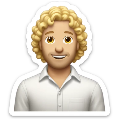  Blonde curly mullet white man standing over a birthday cake sticker