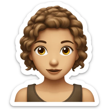 Jeune fille cheveux châtain yeux marrons  sticker