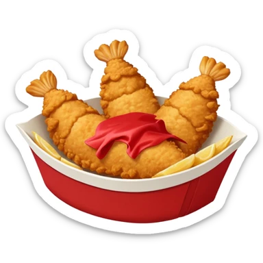 5 breaded chicken tenders in a red paper food boat  sticker