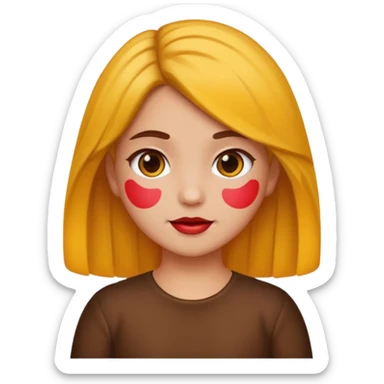 Una niña con piel de color carne y medio morena y medio morena de pelo tipo emoji sticker