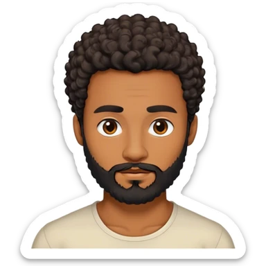 duk with warm brown skin, short curly black hair, neatly trimmed beard, sharp jawline sticker