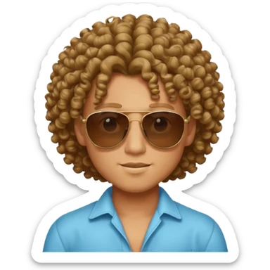 curly hair rich cool boy emoji, wearing sunglasses sticker